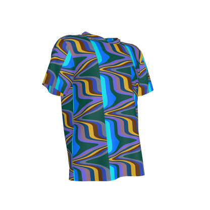 Kid's Pocket T-Shirt in Fun Retro Blues in Cotton Spandex Lightweight Jersey