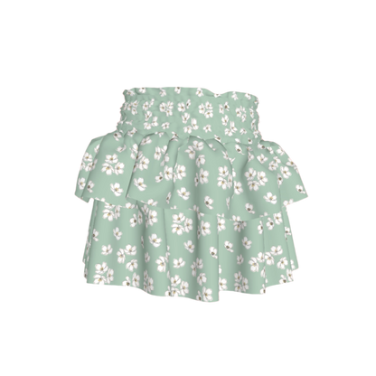 Kid's Smocked Ruffle Skirt in Sage Primrose