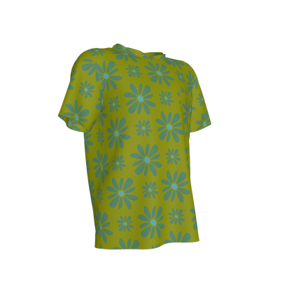 Kid's Pocket T-Shirt in Flower Bloom Green in Cotton Spandex Lightweight Jersey