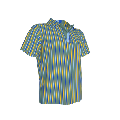 Kid's Polo in Stripes Acqua in Organic Cotton Pique