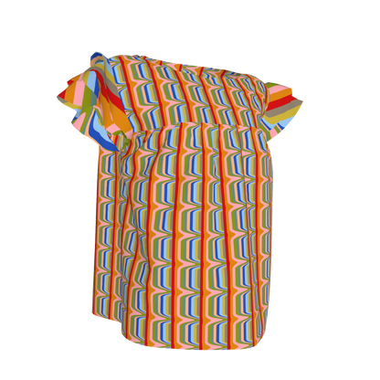 Kid's Ruffled Sleeve Top in Fun in Light Retro Cotton Slub
