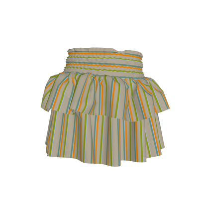 Kid's Smocked Skirt in Stripes Earthtones in Light Cotton Slub
