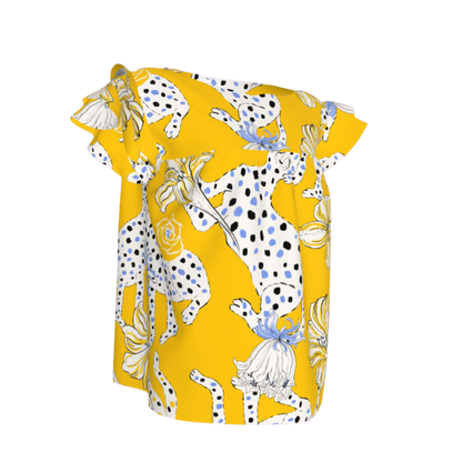 Kid's Ruffled Sleeve Top in Sketching Summer Yellow
