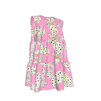 Kid's Ruffle Dress in Sketching Summer Pink