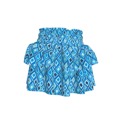 Kid's Smocked Ruffle Skirt in Aqua Argyle