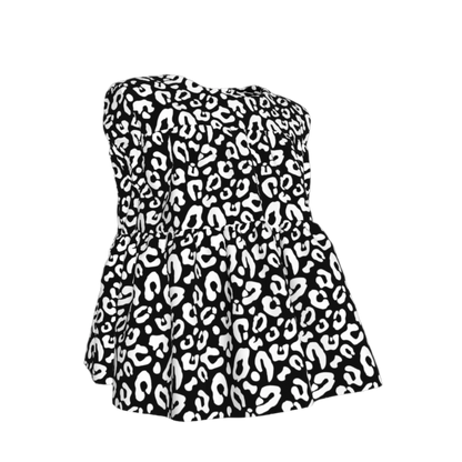 Kid's Sleeveless Ruffle Top in Black Kitty Cat Dreamer
