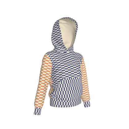 Blue & Yellow Gingham Mix Pullover Hoodie