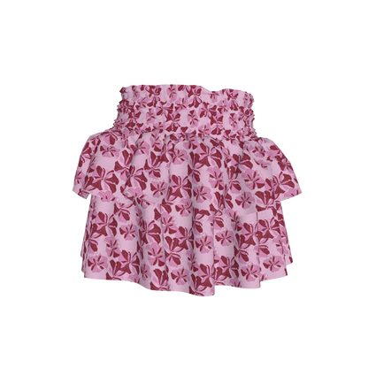 Kid's Smocked Skirt in Tropical Cayena Pink in Light Cotton Slub