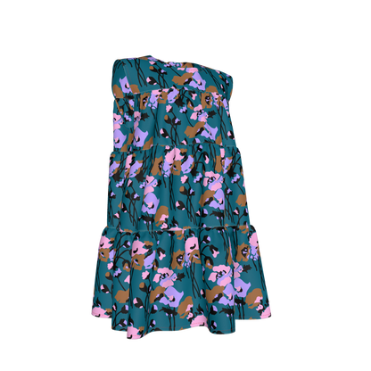 Kid's Ruffle Dress in Dini's Teal Floral