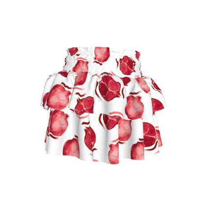 Kid's Smocked Ruffle Skirt in Spring Pomegranates