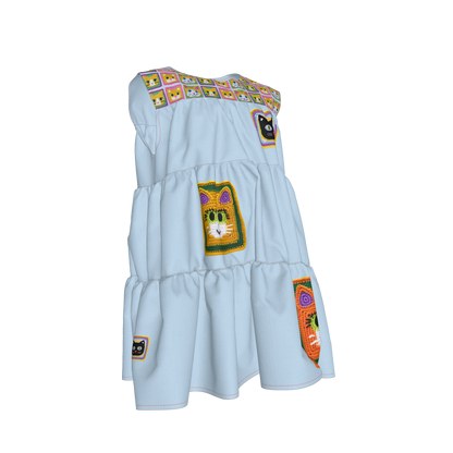 Meowsville Dress in Ice Blue