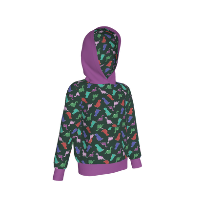 Purple Dino Party Pullover Hoodie