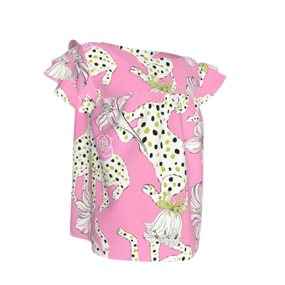 Kid's Ruffled Sleeve Top in Sketching Summer Pink