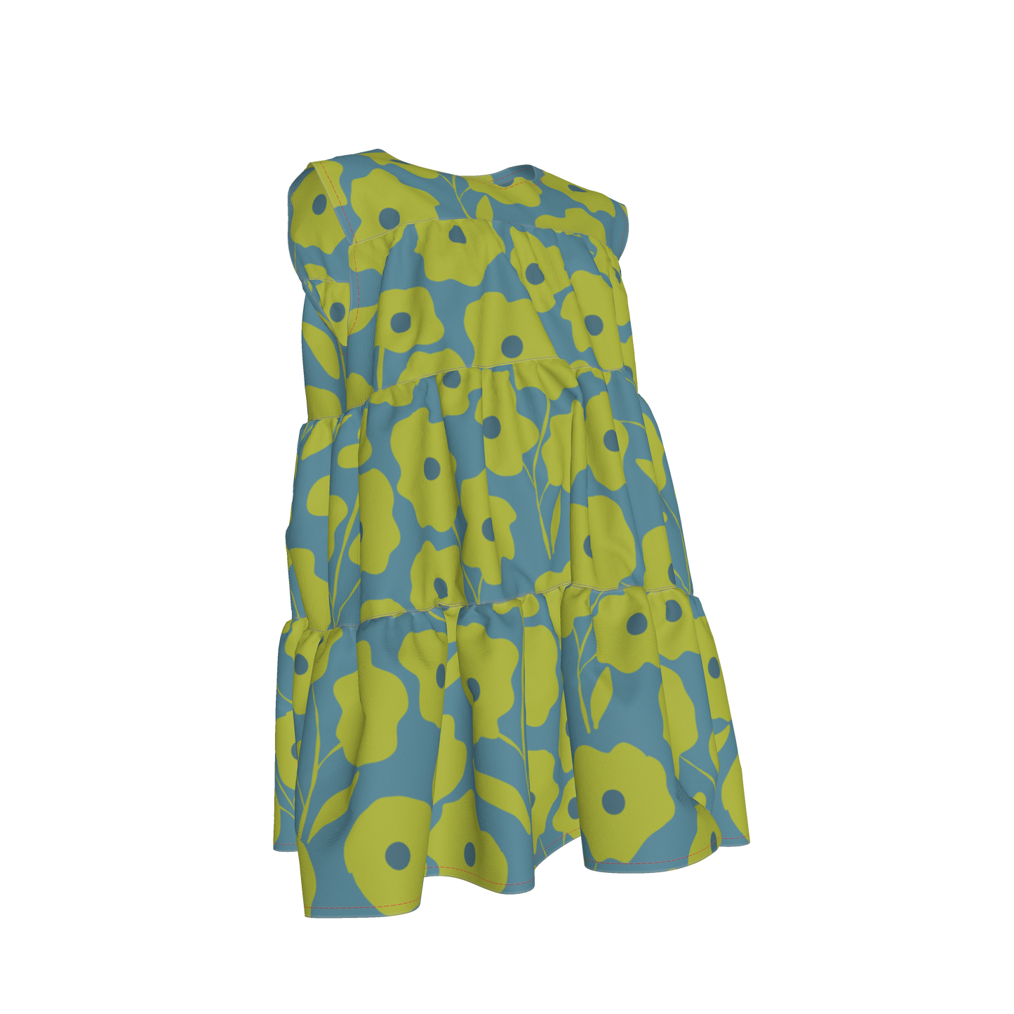 Teal & Green Ruffle Dress with Lining