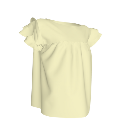 Ruffled Sleeve Top in Solid Pastel Yellow