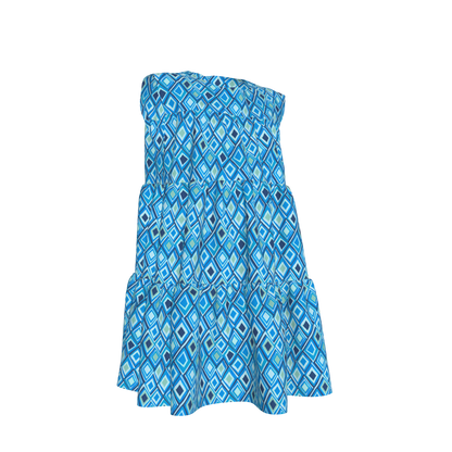 Kid's Ruffle Dress With Lining in Aqua Argyle