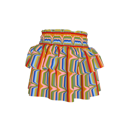 Kid's Smocked Skirt in Fun Retro in Light Cotton Slub